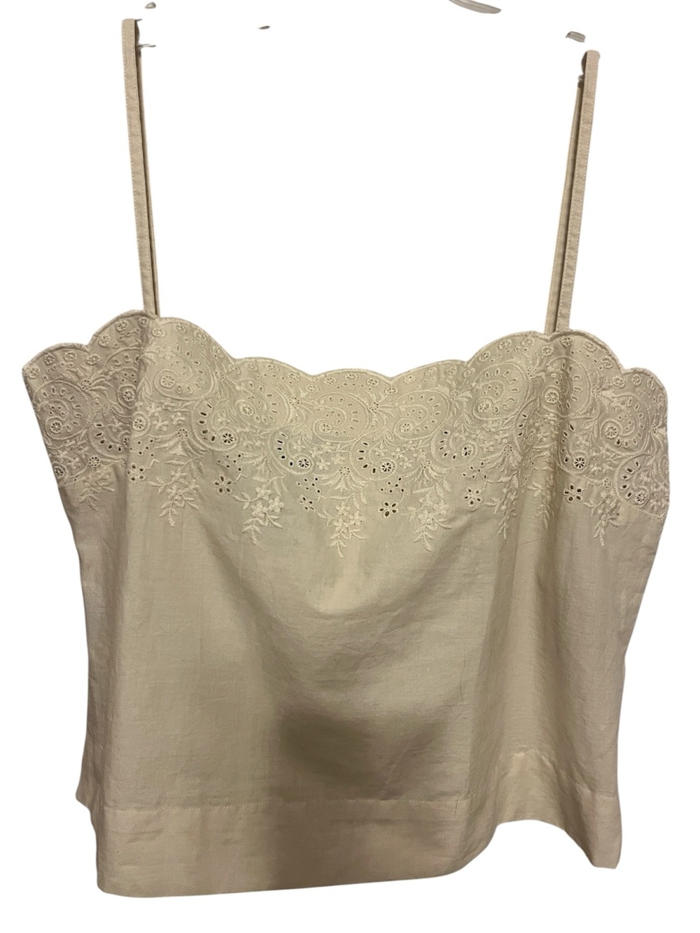 NWT Ralph Lauren vintage Cream Eyelet-Detail Linen Cami Tank Top Tee Shirt